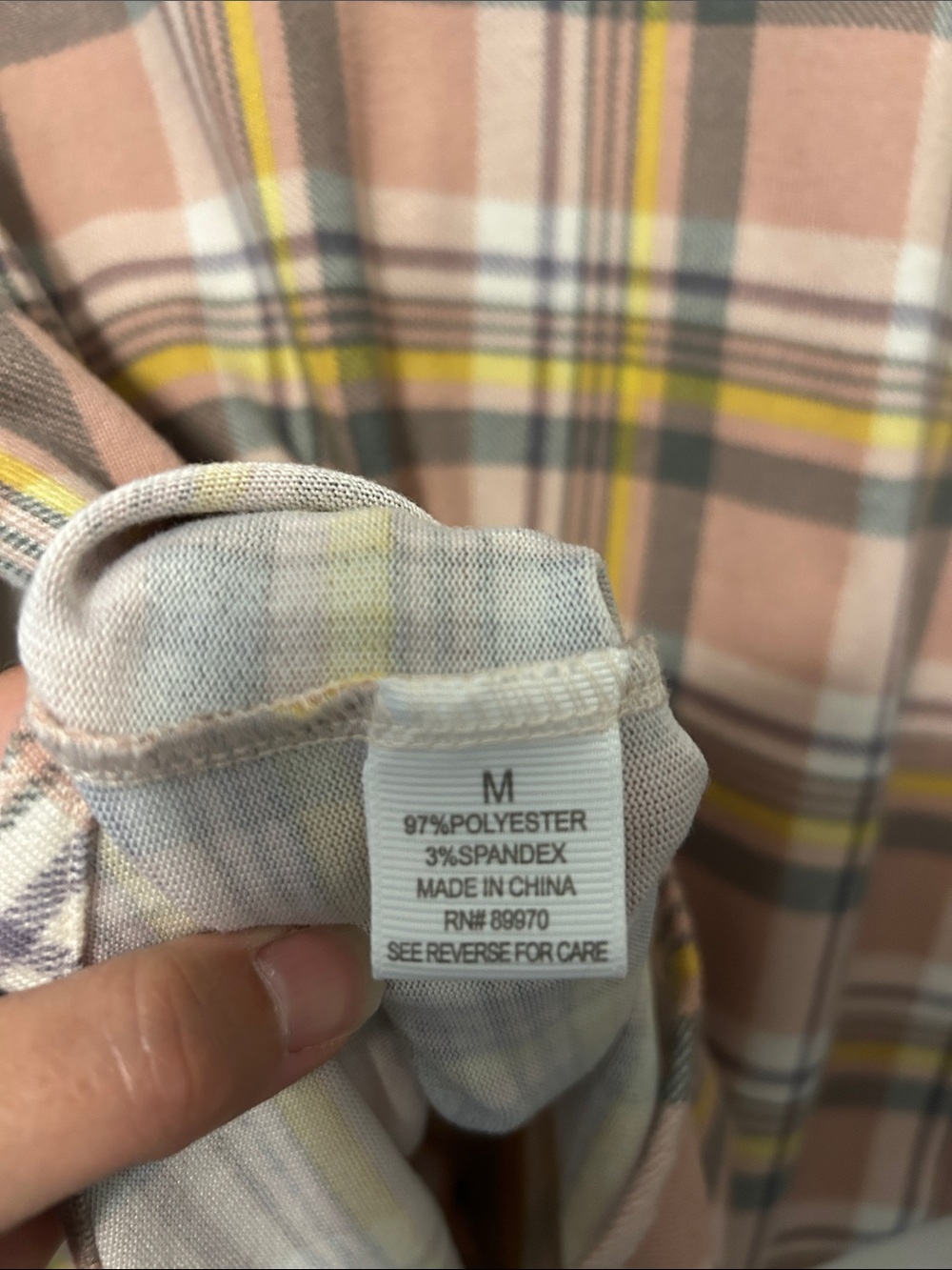 Eden & Olivia Pink Plaid Button-Front Shirt with Mustard Accents - Medium - Picture 8 of 9